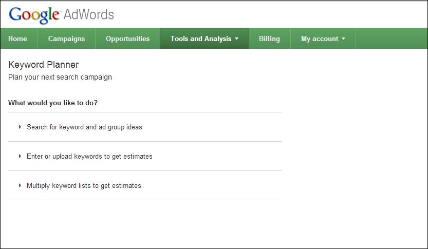 Keywords Planner